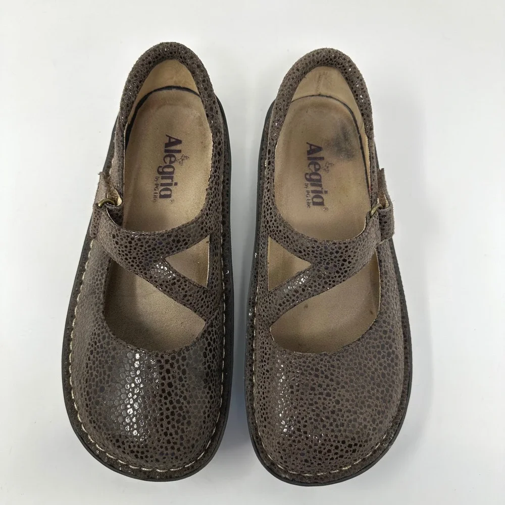 Alegria Dayna Choco Dottie Mary Jane Shoes Women 38 US 7.5 Brown Leather Comfort